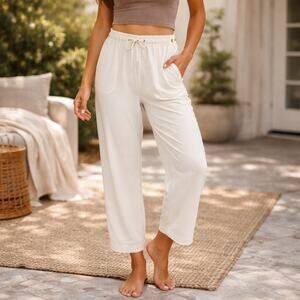 Free People Movement SZ S Surfside Joggers Cream OB1280338 NWOT